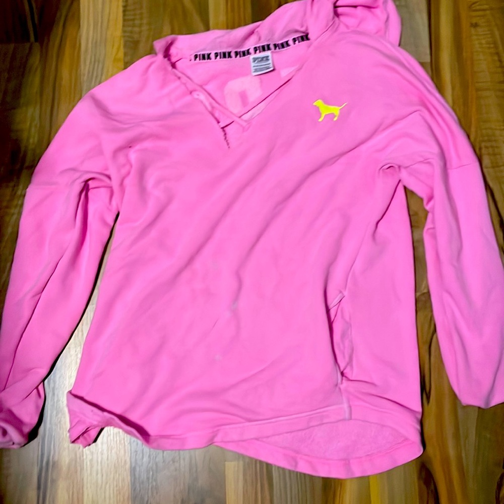 Pink oversized off the shoulder vintage hoodie!